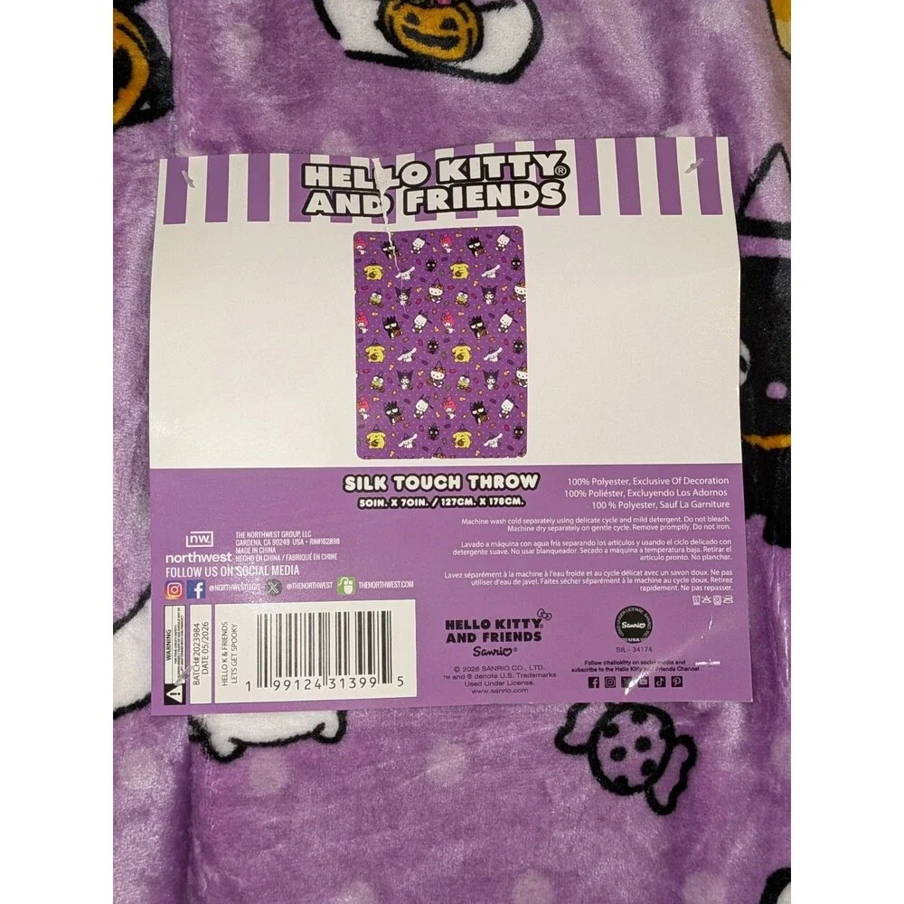 Hello Kitty and Friends Silk Touch Throw Blanket Purple 50x70 Halloween